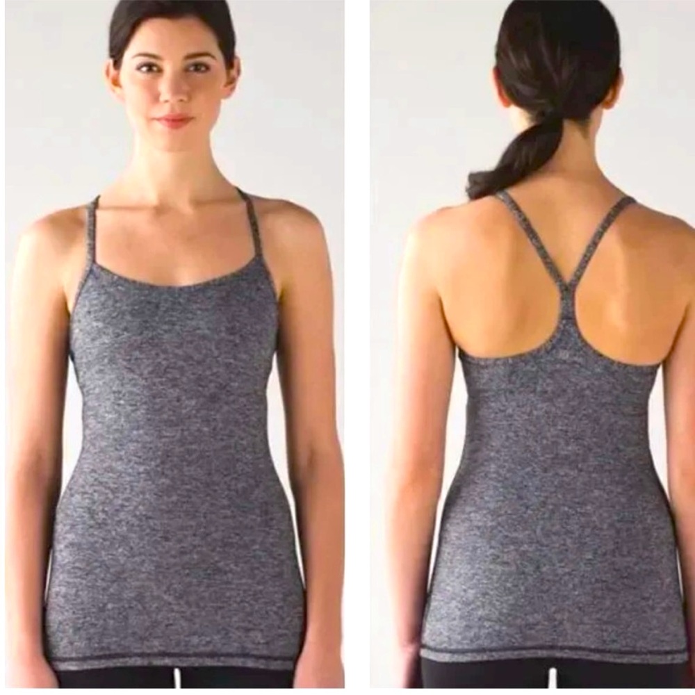 EUC Lululemon Power-Y Tank Luon Heathered Black 8